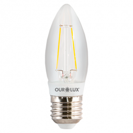 Lâmpada Superled Vela Filamento Clara 3W 2700K Luz Amarela 20185 OUROLUX