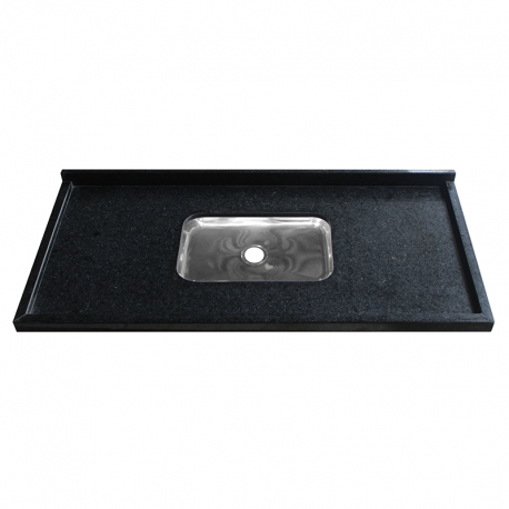 Pia Granito Borda Reta Dupla 152x57cm com Cuba Profundidade 14cm Preto KASA