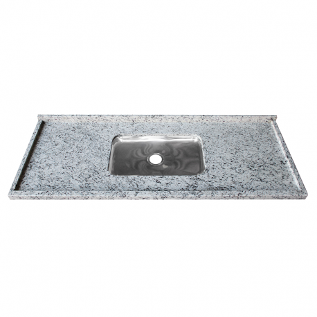 Pia Granito Borda Reta Dupla 152x57cm com Cuba Profundidade 14cm Branco Dallas KASA