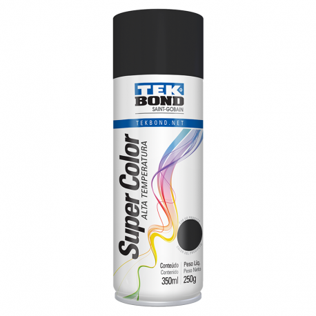 Tinta Spray Alta Temperatura 250g/350ml Preto Fosco TEK BOND