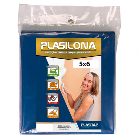 Lona Plástica Cortada 5x6m Azul PLASITAP