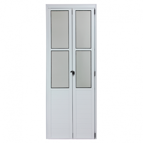 Porta Camarão Lambril 2,10x90cm Vidro Mini Boreal Direita Alumínio Branco ALIANCE