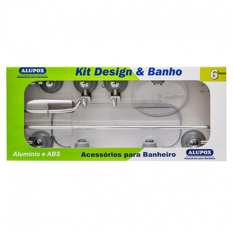 Kit Design & Banho 6 Peças Cinza/Cristal ALUPOX