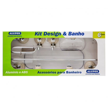 Kit Design & Banho 6 Peças Bege/Cristal ALUPOX