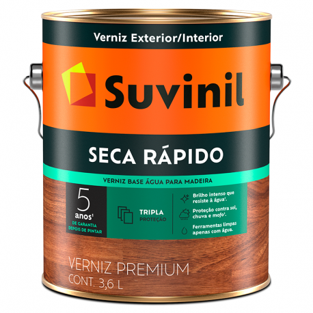 Verniz Base de Água Premium Brilhante Secagem Rápida Mogno 3,6L SUVINIL