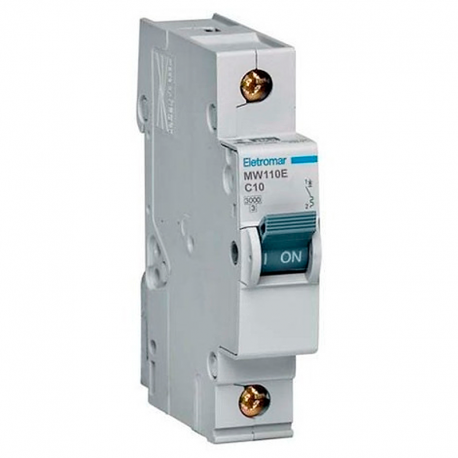 Disjuntor Unipolar DIN Curva C 10A MW110E ELETROMAR