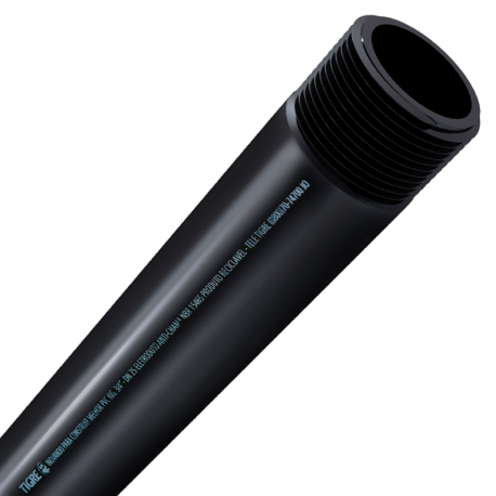 Tubo Eletroduto Roscável 3/4'' Barra com 3m PVC Preto TIGRE