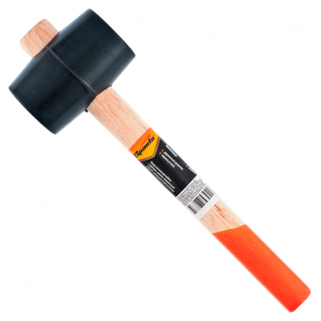 Martelo de Borracha Preta 340g com Cabo de Madeira SPARTA