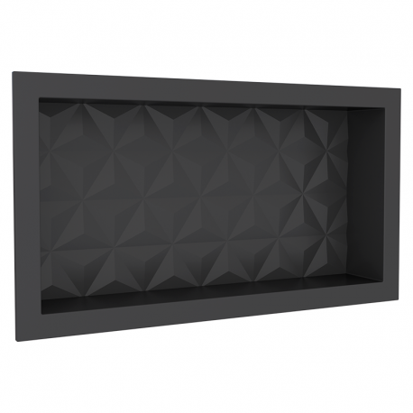 Nicho Mármore Sintético Texturizado 30x60x10cm Preto COZIMAX