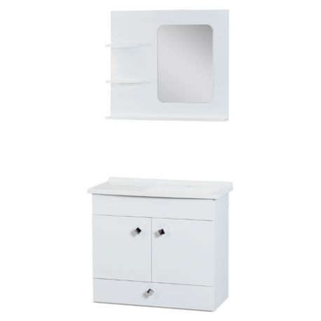 Kit Pamplona Espelheira + Toucador + Tampo 60cm Branco IRMÃOS CORSO
