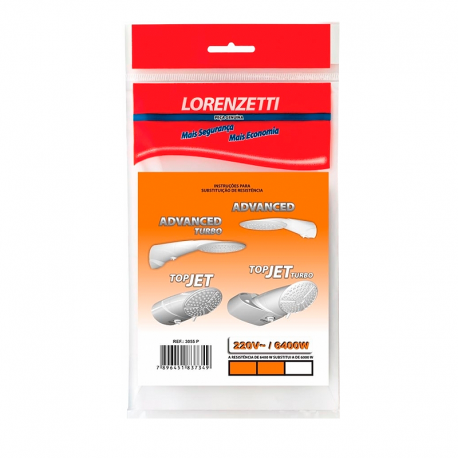 Resistência Ducha Advanced Turbo e Top Jet 6400W 220V 3055-P LORENZETTI