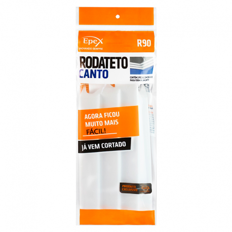 Moldura Canto Rodateto Embalado com 2 Peças de 24cm R90 Branco EPEX