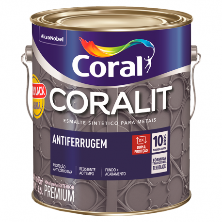 Tinta Esmalte Premium Coralit Antiferrugem Cinza 3,6L CORAL