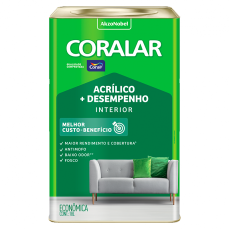 Tinta Látex Acrílico Econômico Fosco Coralar Branco 18L CORAL