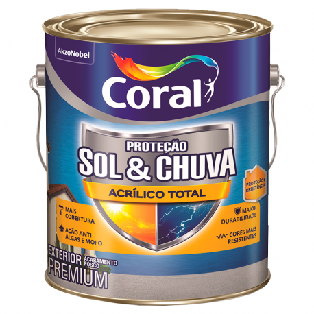 Látex Acrílico Premium Total Fosco Sol & Chuva Gelo 3,6L CORAL