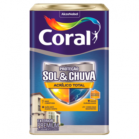 Tinta Látex Acrílico Premium Total Fosco Sol & Chuva Branco 18L CORAL