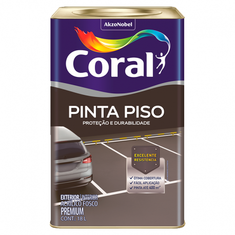 Tinta Acrílica Premium Fosco Pinta Piso Preto 18L CORAL