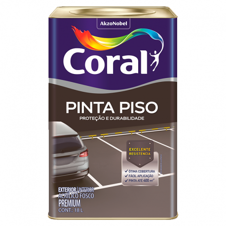 Tinta Acrílica Premium Fosco Pinta Piso Amarelo Demarcação 18L CORAL