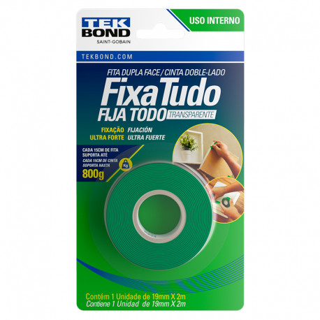 Fita Acrílica Dupla Face Interna 19mmx2m TEK BOND