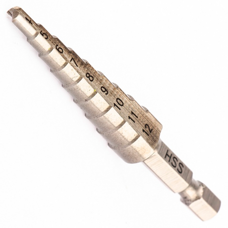 Broca Escalonada Hexagonal de 4 à 12mm Aço HSS GROSS