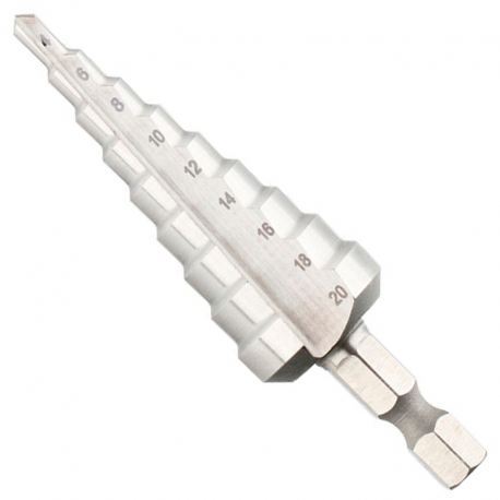 Broca Escalonada Hexagonal de 4 à 20mm Aço HSS GROSS
