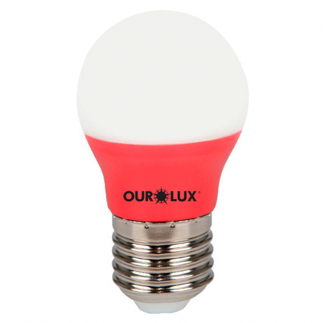 Lâmpada Superled Bolinha Color S30 3W Bivolt Luz Vermelha OUROLUX
