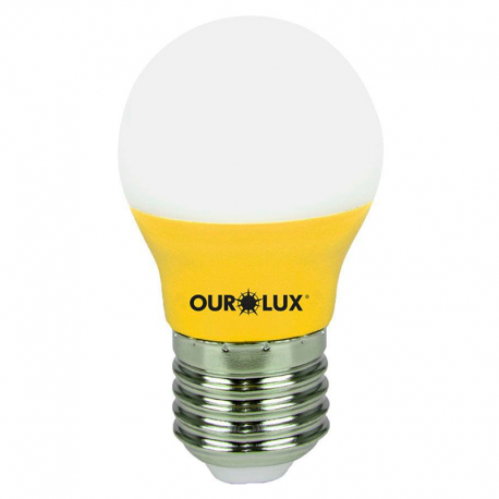 Lâmpada Superled Bolinha Color S30 3W Bivolt Luz Amarela OUROLUX