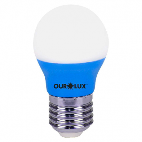 Lâmpada Superled Bolinha Color S30 3W Bivolt Luz Azul OUROLUX
