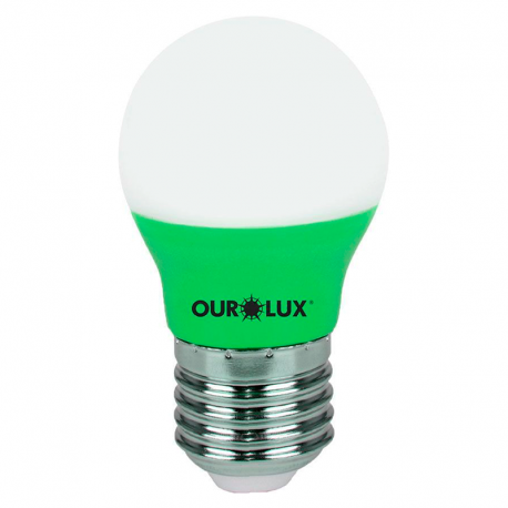Lâmpada Superled Bolinha Color S30 3W Bivolt Luz Verde OUROLUX
