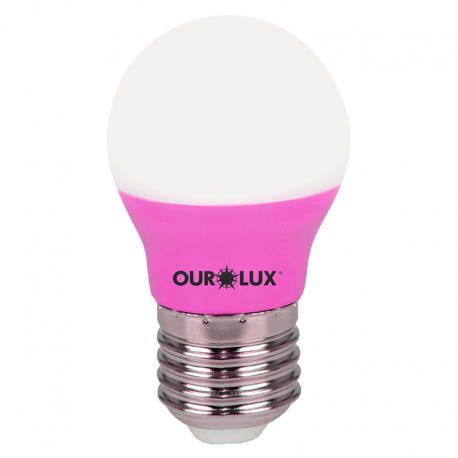 Lâmpada Superled Bolinha Color S30 3W Bivolt Luz Rosa OUROLUX