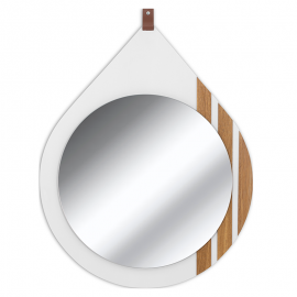 Espelheira Organi Gota 57cm Branco Fosco/Freijó IRMÃOS CORSO