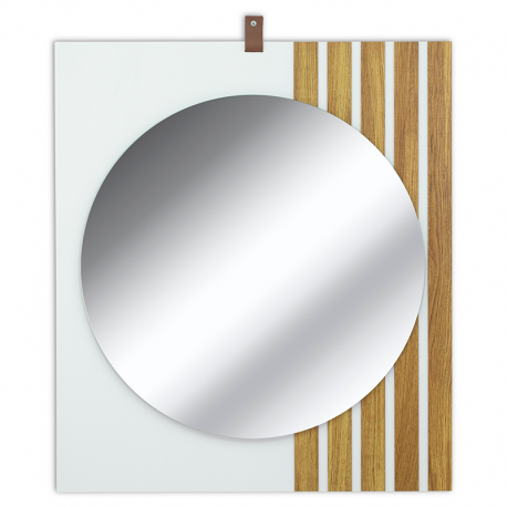 Espelheira Organi Quadrada 64cm Branco Fosco/Freijó IRMÃOS CORSO