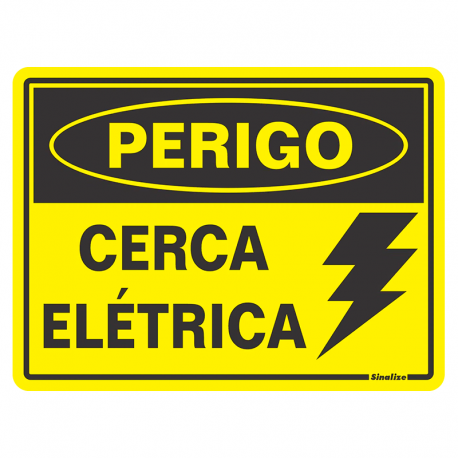 Placa em Poliestireno Perigo Cerca Elétrica 15x20cm 220BS SINALIZE