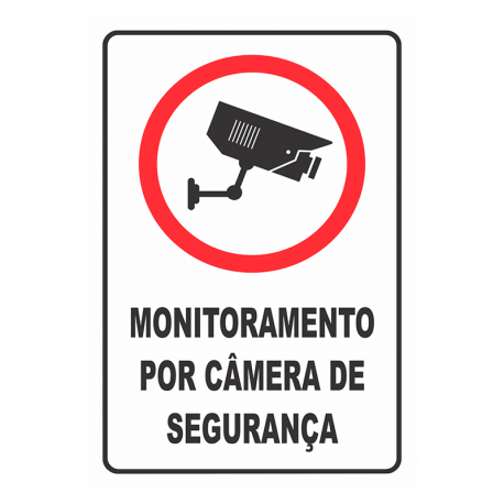 Placa em Poliestireno Monitoramento por Câmera de Segurança 15x20cm 250BN SINALIZE