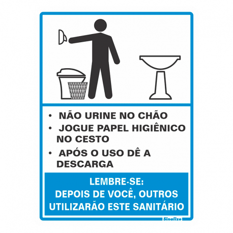 Placa em Poliestireno Procedimento Sanitário Masculino 15x20cm 220AH SINALIZE