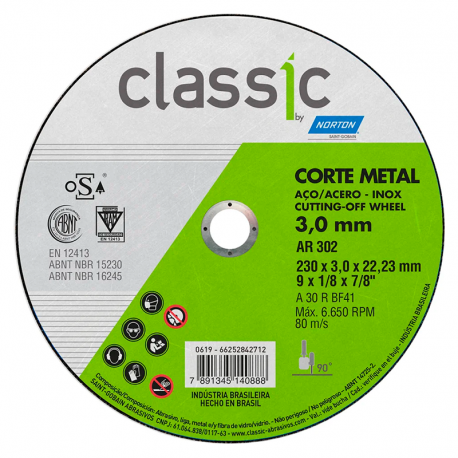 Disco de Corte Classic 9x1/8x7/8" AR302 NORTON