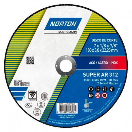 Disco de Corte Super 7x1/8x7/8" AR312 NORTON