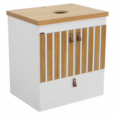 Conjunto Alba Toucador + Tampo MDF 57cm Freijó/Branco Fosco IRMÃOS CORSO
