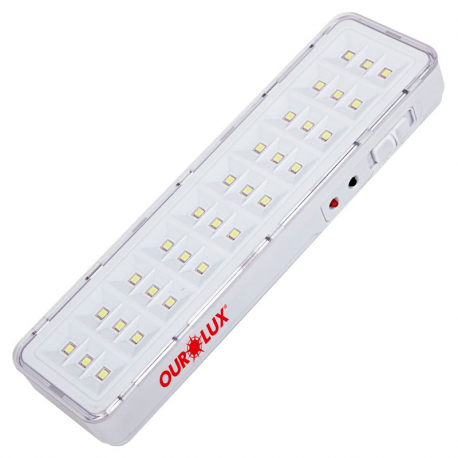 Luminária Multiuso/Emergência 30 LEDS 2W sem Alça Lítio OUROLUX