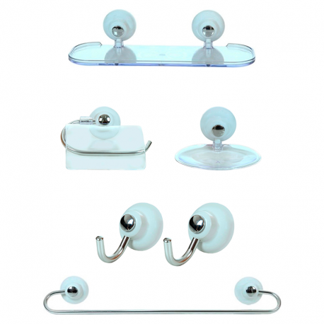 Kit Design & Banho 6 Peças Branco/Cristal ALUPOX