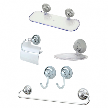Kit Design & Banho 6 Peças Cromado/Cristal ALUPOX