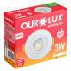 Spot Superled Redondo 3W 3000K Bivolt Luz Amarela OUROLUX