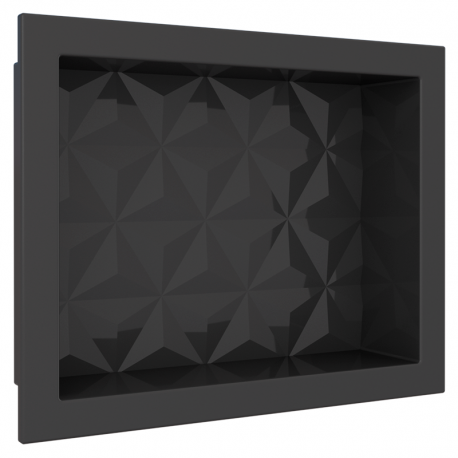 Nicho Mármore Sintético Texturizado 30x40x10cm Preto COZIMAX