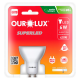 Lâmpada Superled Dicróica GU10 6W 6500K Bivolt Luz Branca OUROLUX