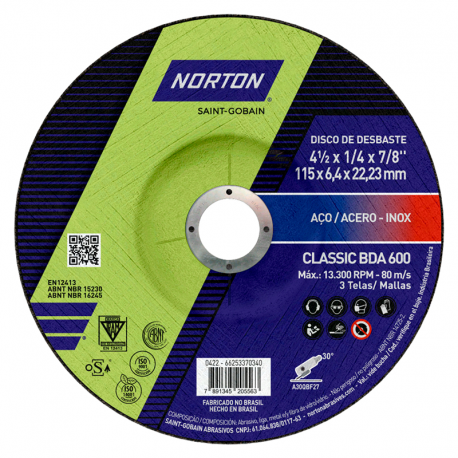 Disco de Desbaste Classic BDA600 4 1/2x1/4x7/8" NORTON