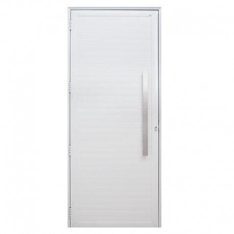 Porta Giro Lambril sem Visor 215x90cm Esquerda Caribe Max Alumínio Branco PE JAP