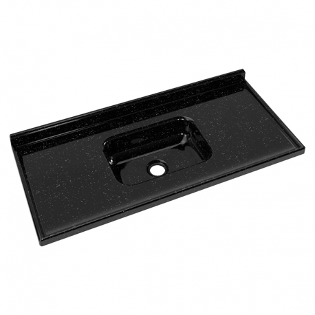 Pia Granito Sintético Cuba Funda para Válvula Americana 120x55cm Preta A.J.RORATO