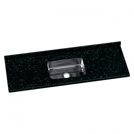 Pia Roralit 150x55cm Cuba Inox Profundidade 14cm Preta A.J.RORATO