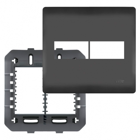 Placa 4x4 com Suporte 2 Módulos Horizontal Habitat 4078 Preto FAME