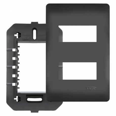Placa 4x2 com Suporte 2 Módulo Distanciados Habitat 4073 Preto FAME